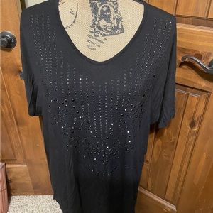 size 1X Boutique, top black with black sparkle